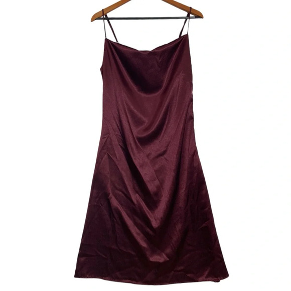 Dark Romantic Burgandy Scoop Neck Midi Dress Medium Whimsygoth LT Woman - Picture 1 of 15